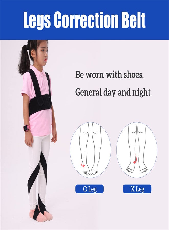 O/X Leg Type Correction Belt, Elasticity Leg Posture Corrector Band Bandage Unisex Teens O/X Legs Bandage Lightweight Pediatric Straighten Belt for Day and Night Black (Large) - Image 3