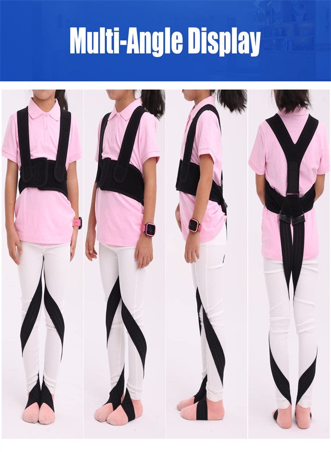 O/X Leg Type Correction Belt, Elasticity Leg Posture Corrector Band Bandage Unisex Teens O/X Legs Bandage Lightweight Pediatric Straighten Belt for Day and Night Black (Large) - Image 2