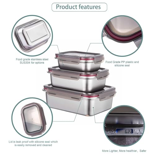 Celltone Fridge to Oven Microwave Safe Stainless Steel Reusable Food Storage Containers with Leak-Proof and Airtight Lids (Rectangle 400 ML) - Image 3