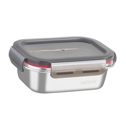 Celltone Fridge to Oven Microwave Safe Stainless Steel Reusable Food Storage Containers with Leak-Proof and Airtight Lids (Rectangle 400 ML) - Image 1
