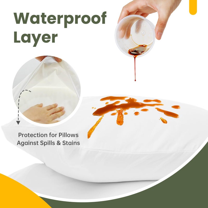 Fairpeak Fairpeak 100 ٪ وسادة مقاوم للماء واقي وسادة وسادة مع سحاب ناع  - Image 3