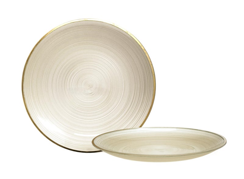 OCCASIONS FINEST PLASTIC TABLEWARE " OCCASIONS " 50 Plates Pack (25 Guests)-Wedding Party Disposable Plastic Plate Set -25 x 10'' Dinner + 25 x 7'' Salad & Dessert plates (Belize in Ivory & Gold) - Image 3
