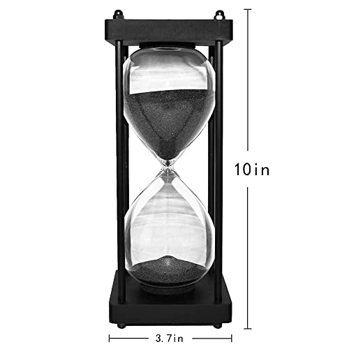 ELAINESTORE Hourglass Timer 60 Minute, Black Wooden Frame Decorative Sand Timer (Black Sand, Large Size) - Image 5