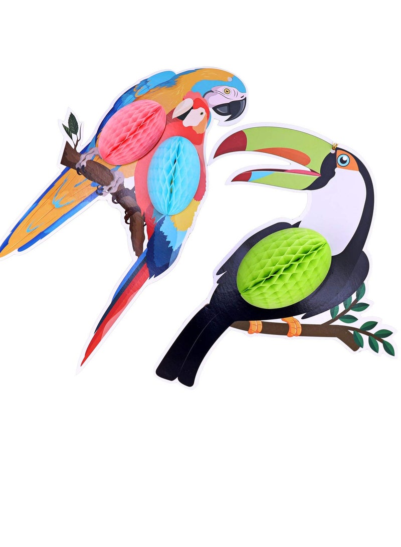 KASTWAVE Parrot Charm, Tropical Bird Honeycomb Charm Summer Beach Party Hanging Colorful Parrot Rainforest Party Supplies Birthday Decorations (6pcs) - Image 2