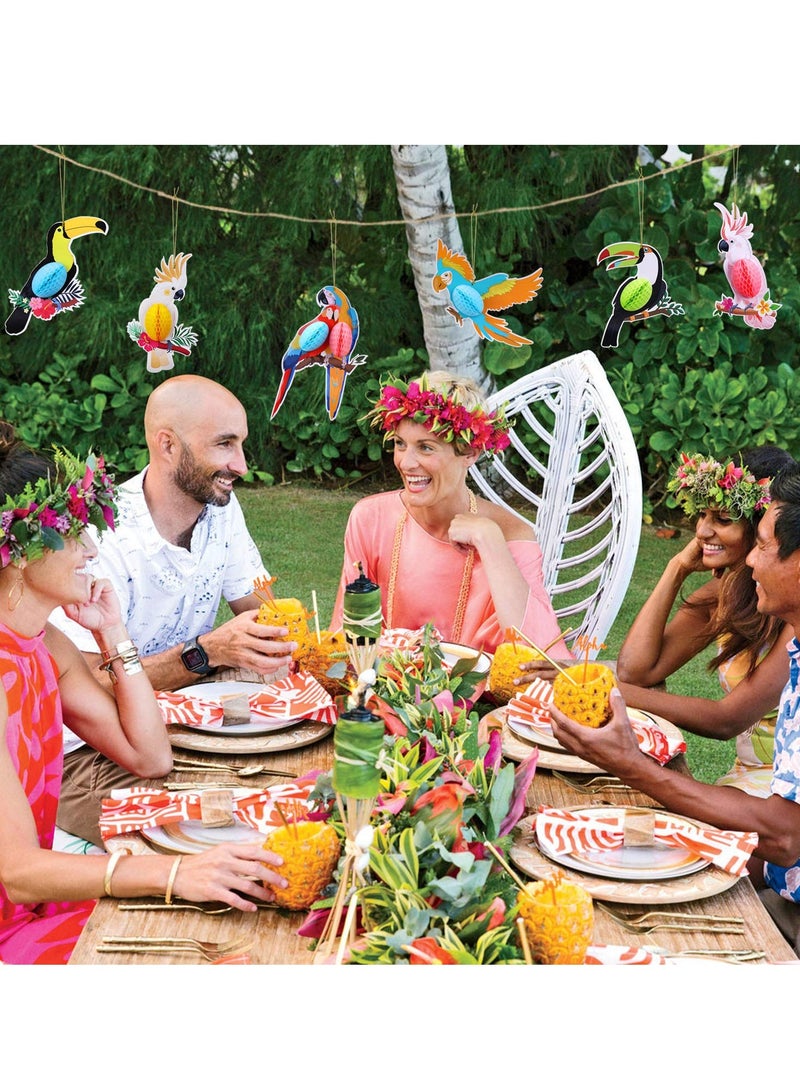 KASTWAVE Parrot Charm, Tropical Bird Honeycomb Charm Summer Beach Party Hanging Colorful Parrot Rainforest Party Supplies Birthday Decorations (6pcs) - Image 3