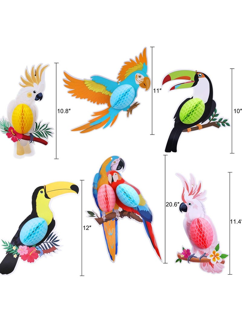 KASTWAVE Parrot Charm, Tropical Bird Honeycomb Charm Summer Beach Party Hanging Colorful Parrot Rainforest Party Supplies Birthday Decorations (6pcs) - Image 5