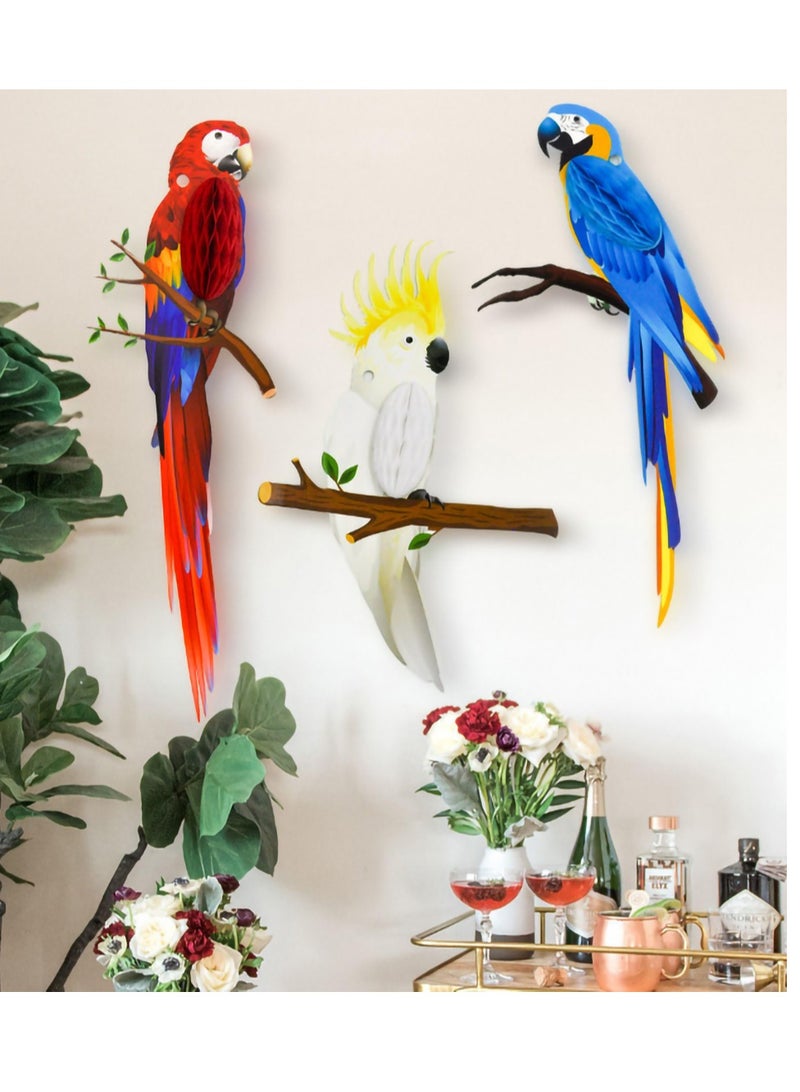 KASTWAVE Parrot Charm, Tropical Bird Honeycomb Charm Summer Beach Party Hanging Colorful Parrot Rainforest Party Supplies Birthday Decorations (6pcs) - Image 4