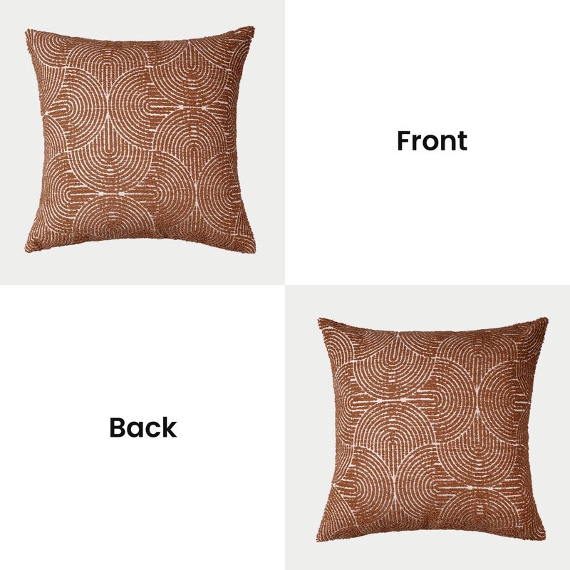 AELS Boho Decorative Textured Throw Pillow Covers 22x22, Modern Mid Century Rainbow Tufted Pillow Case, Farmhouse Rustic Geometric Woven Cushion Case for Bed Couch Sofa, Burnt Orange - Image 3