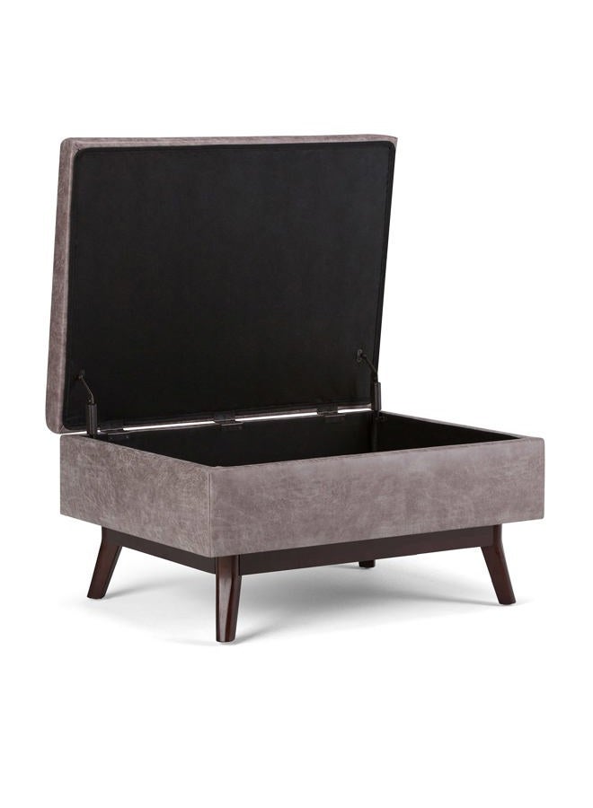Simpli Home Owen 34 inch Wide Rectangle Coffee Table Lift Top Storage Ottoman, Cocktail Footrest Stool in Upholstered Distressed Grey Taupe Faux Air Leather, Mid Century Modern, Living Room - Image 3