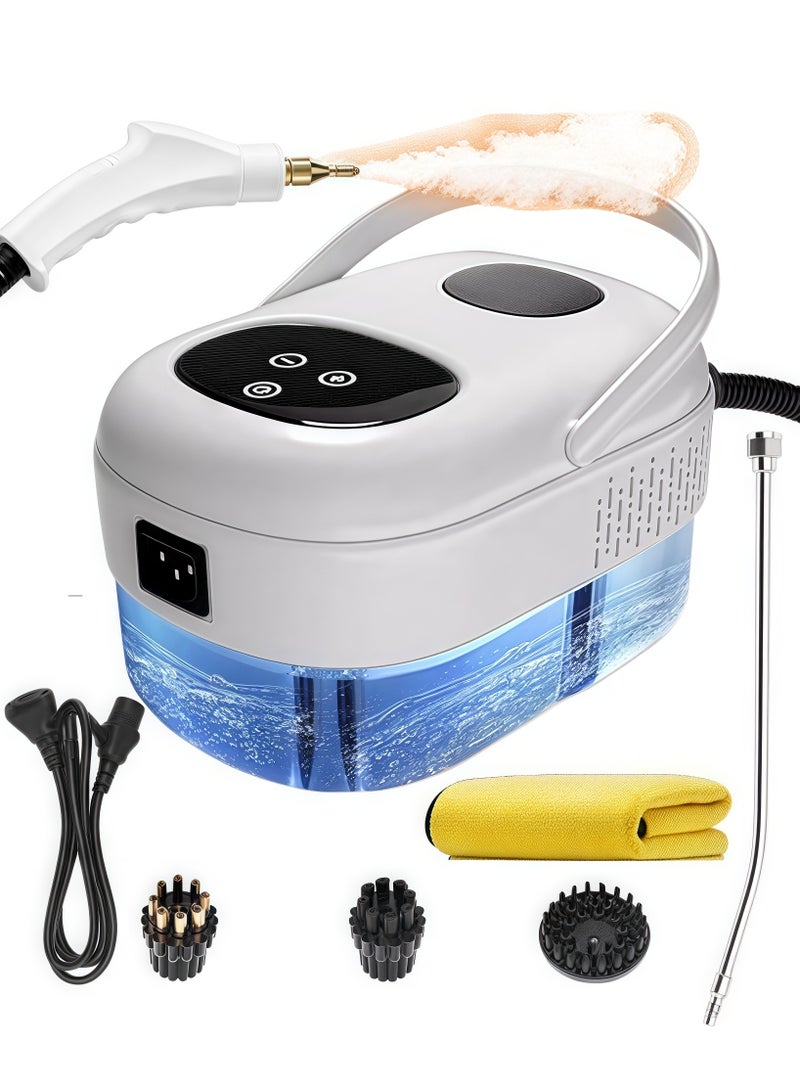 2500W High Pressure Steam Cleaner High Temperature Pressurized Steam Cleaner 1200ml 3 Bar Portable Handheld Steam Cleaner with 3 Brush Heads for Home/Car Detailing (White, Cleaning Towel Included) - Image 1