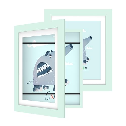 FrameWorks 2Pack 10 x 125 Light Blue Wooden Kids Art Frame with Magnetic Door  Display for 3D Artwork Photos Crafts  Gallery Style Edges Wall Decor for Home Playroom Easy Access Frame