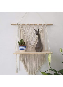 Home Gallery Wooden Handmade Macrame Wall Hanging Rope Shelf 100X80 cm  - Image 5