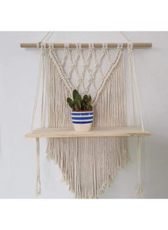 Home Gallery Wooden Handmade Macrame Wall Hanging Rope Shelf 100X80 cm  - Image 1