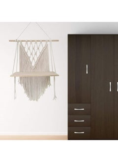 Home Gallery Wooden Handmade Macrame Wall Hanging Rope Shelf 100X80 cm  - Image 3