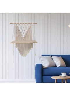 Home Gallery Wooden Handmade Macrame Wall Hanging Rope Shelf 100X80 cm  - Image 4