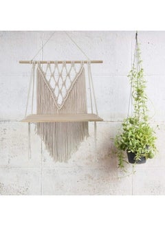 Home Gallery Wooden Handmade Macrame Wall Hanging Rope Shelf 100X80 cm  - Image 2
