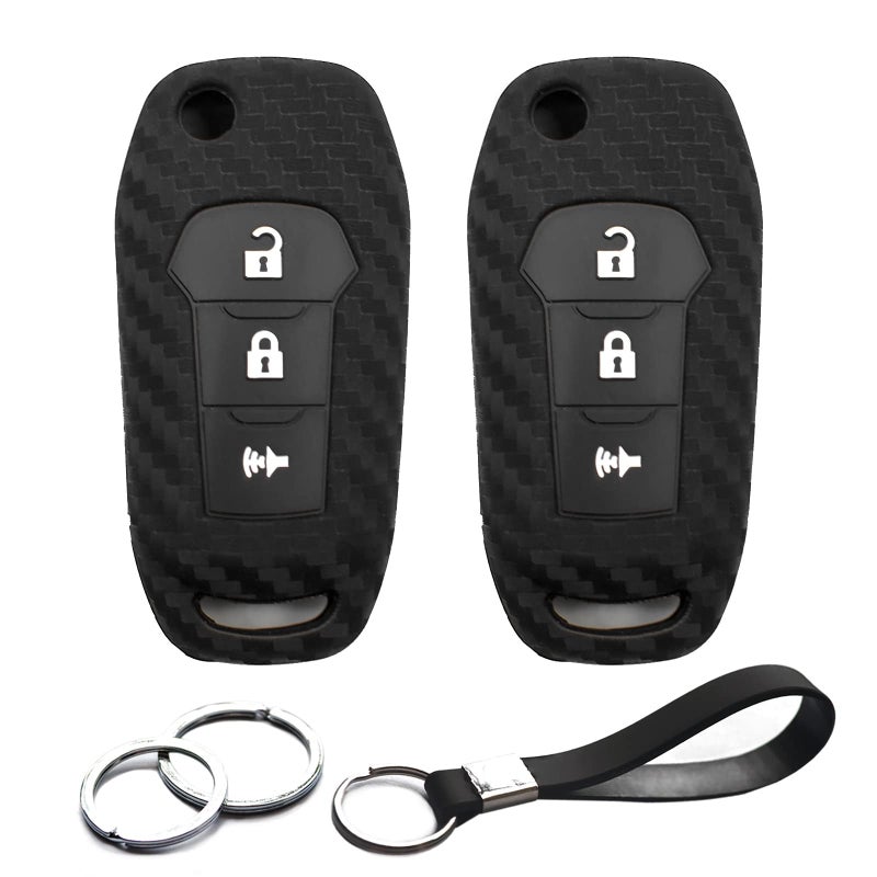 غطاء مفتاح فوب من الكربون فايبر 2 قطعة متوافق مع فورد مافريك F150 F250 F350 F450 F550 سوبر ديوتي لايتنينغ رينجر برونكو إكسبيديشن إسكايب إكسبلورر فيوجن إيكوسبورت F650 F750