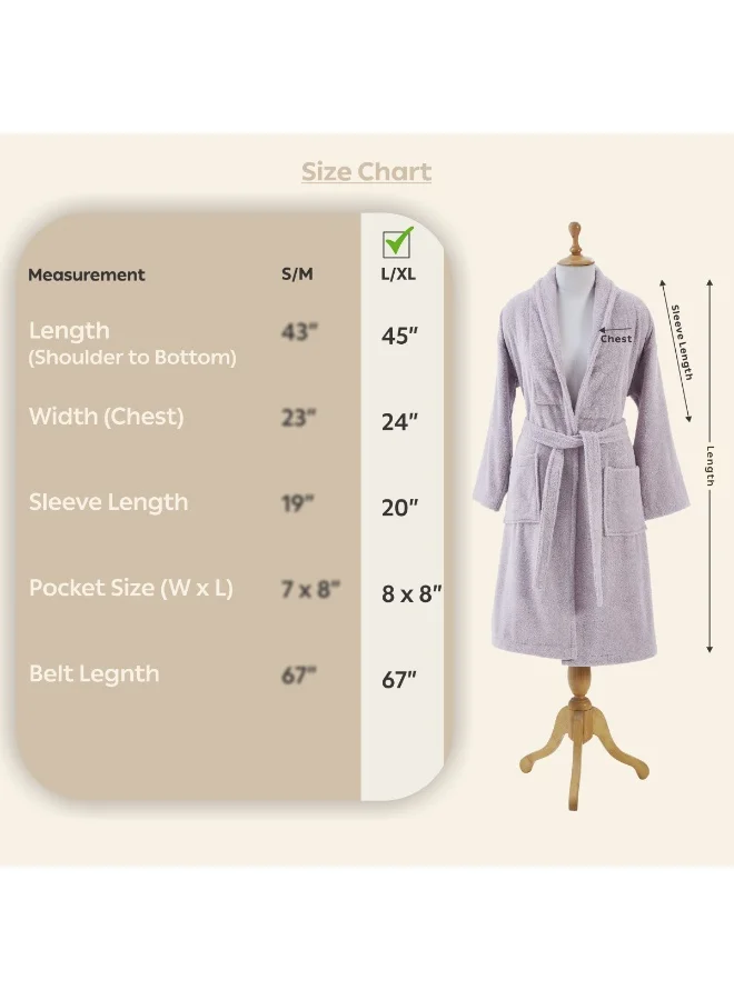 Donetella Unisex 100% Cotton Terry Bathrobe Large & Extra Large Size, 400 GSM, Luxurious & Absorbent, Ankle-Length with Shawl Collar & Pockets