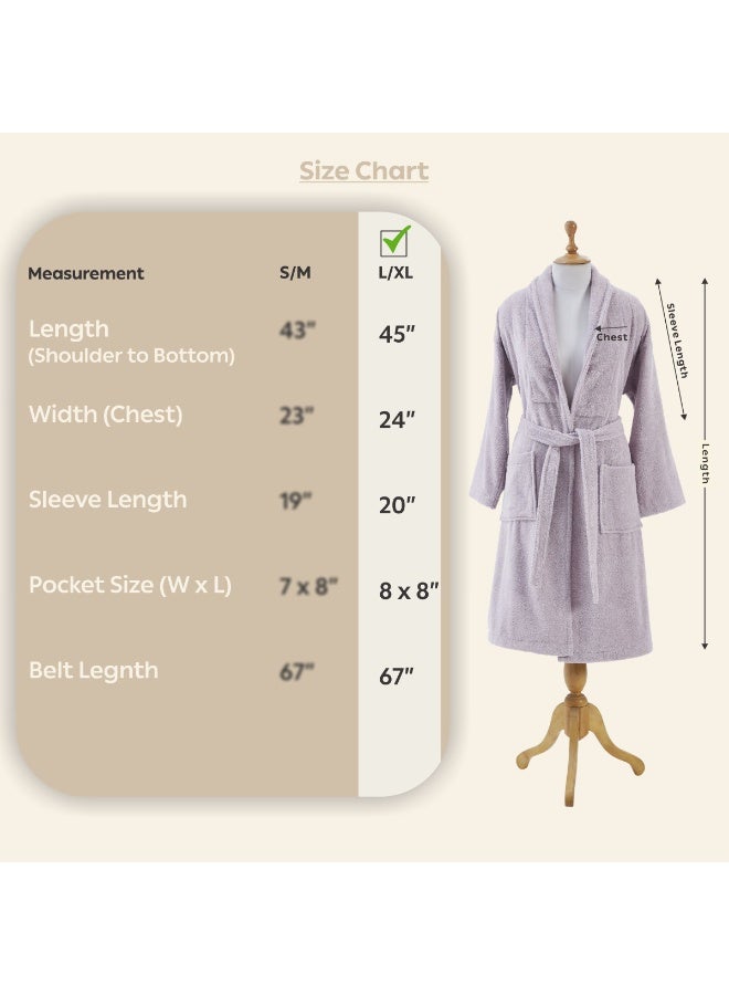 Donetella Unisex 100% Cotton Terry Bathrobe Large & Extra Large Size, 400 GSM, Luxurious & Absorbent, Ankle-Length with Shawl Collar & Pockets - Image 3
