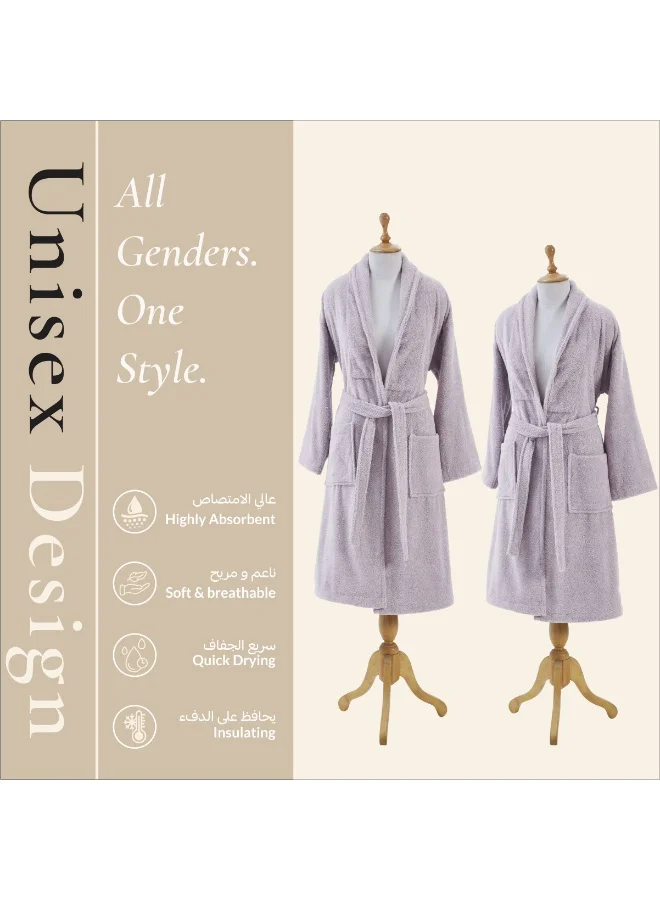Donetella Unisex 100% Cotton Terry Bathrobe Large & Extra Large Size, 400 GSM, Luxurious & Absorbent, Ankle-Length with Shawl Collar & Pockets