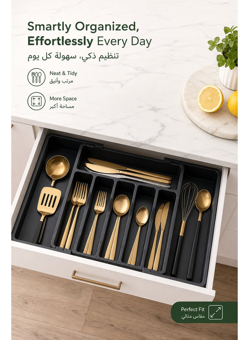 Utensil Organizer Plastic, Drawer Utensil Holder & Spoon Organizer, Food Grade PP High Temp Odorless, Sealed Lid Dustproof Sandproof, Drainage Tray Anti-Mold, No Drilling Wall/Countertop Dual-Use, Large Capacity for Middle East Families, Muslim Housewives & Hotel Bulk Purchase - Image 1