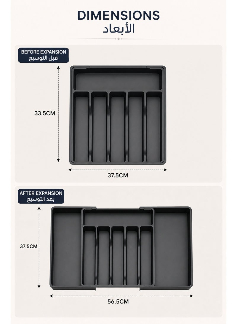 Utensil Organizer Plastic, Drawer Utensil Holder & Spoon Organizer, Food Grade PP High Temp Odorless, Sealed Lid Dustproof Sandproof, Drainage Tray Anti-Mold, No Drilling Wall/Countertop Dual-Use, Large Capacity for Middle East Families, Muslim Housewives & Hotel Bulk Purchase - Image 5