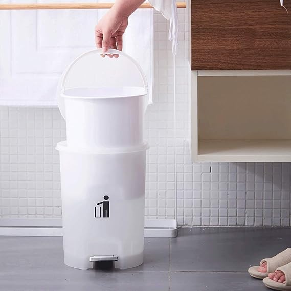 AMPLIN AMPLIN 7L Round Pedal Dustbin with Soft-Close Lid And Foot Pedal | Trash Can/Dustbin For Home, Kitchen, Bathroom, Office And Washroom With Lid And bucket | Pack of 1 - Image 4