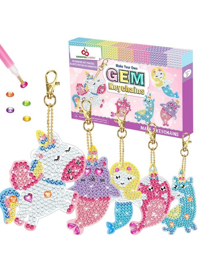 أورينتال شيري ORIENTAL CHERRY فنون وحرف يدوية للأطفال من سن 8 إلى 12 عامًا - اصنع سلسلة مفاتيح GEM الخاصة بك - مجموعات رسم فني ماسي 5D بالأرقام للبنات والأطفال من سن 3 إلى 5 سنوات و4 إلى 6 سنوات و6 إلى 8 سنوات ألعاب هدايا عيد الميلاد وعيد الميلاد وحشو الجوارب - Image 1
