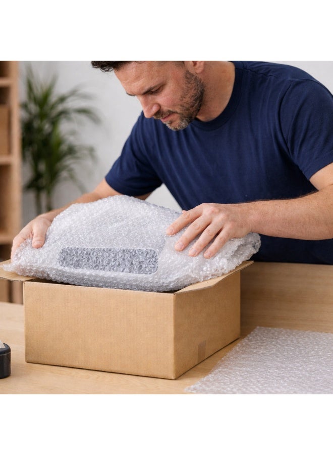 IDEAL PACK Bubble Wrap Roll 75cm x 10m – Air Bubble Packing Sheet for Safe Packaging, Shockproof Protective Wrap for Fragile Items, Moving, Shipping & Storage (1 Roll) - Image 4