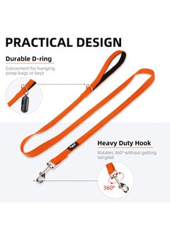 PUPTECK PUPTECK Reflective Dog Leash with Comfortable Padded Handle Durable Nylon Dog Lead for Small Medium and Large Dogs Cats Walking Running Training Outside, Orange  - Image 2