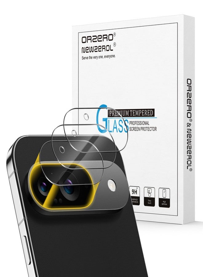 Orzero (3 Pack) Camera Lens Protector Compatible for Google Pixel 9 (6.3 inch) Protector de Cámera Case Friendly Tempered Glass 9H High Definition Microphone Cutout Anti-Scratch - Image 1