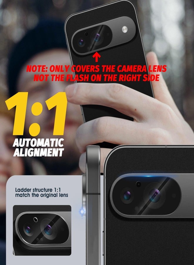 Orzero (3 Pack) Camera Lens Protector Compatible for Google Pixel 9 (6.3 inch) Protector de Cámera Case Friendly Tempered Glass 9H High Definition Microphone Cutout Anti-Scratch - Image 3