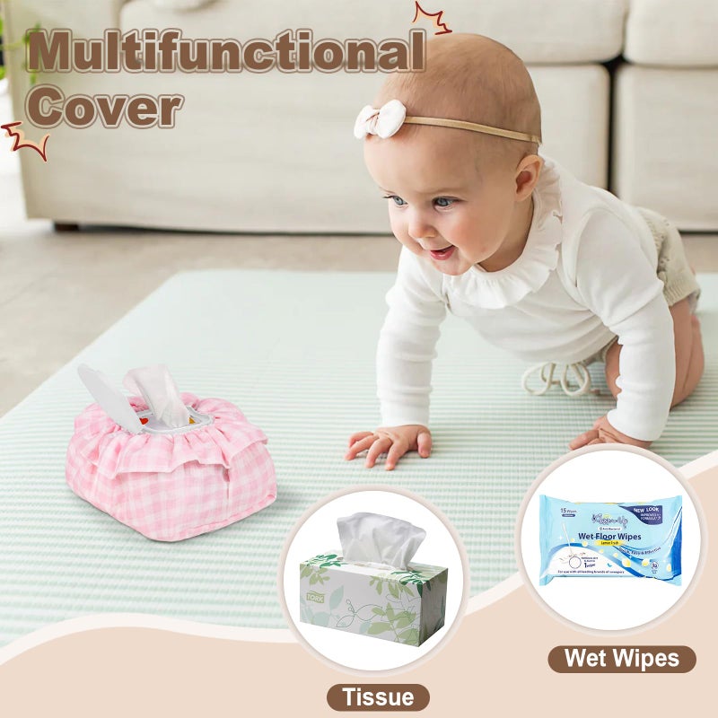 Whiidoom Baby Wipes Cover â€“ Muslin Cotton Wipes Dispenser, Universal Size Fits All Wipes & Tissues, Diaper Pouch for Nursery, Living Room & Diaper Station (Pink) - Image 4