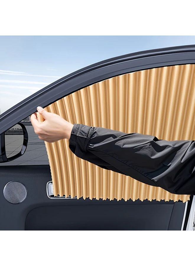 Beige Four Piece Car Sunshade Curtain Set UV Resistant Heat Insulating Polyester - Image 5