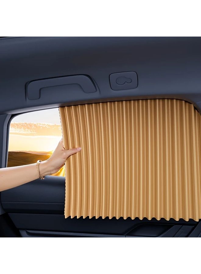 Beige Four Piece Car Sunshade Curtain Set UV Resistant Heat Insulating Polyester - Image 3