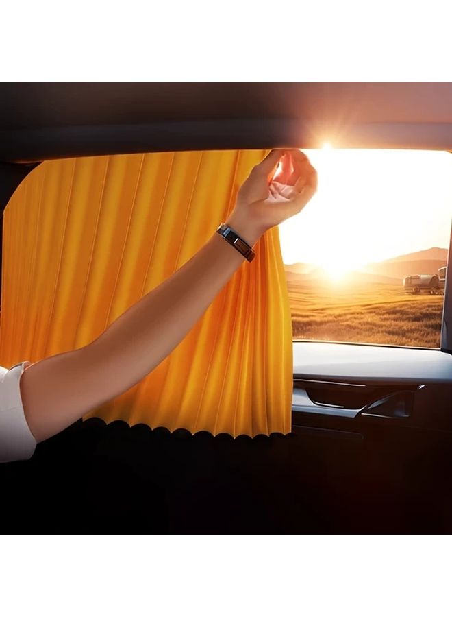 Beige Four Piece Car Sunshade Curtain Set UV Resistant Heat Insulating Polyester - Image 1