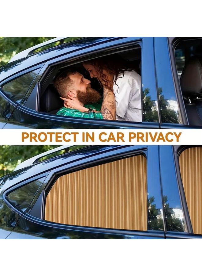 Beige Four Piece Car Sunshade Curtain Set UV Resistant Heat Insulating Polyester - Image 4