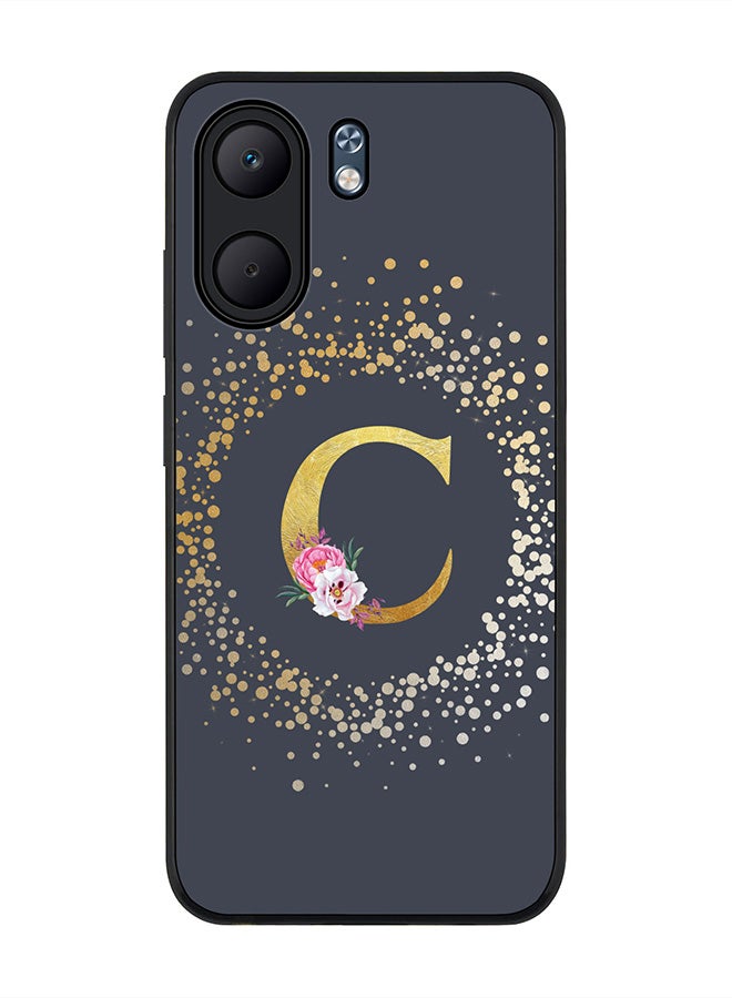Stylizedd For Oppo A5x 5G / A5x 4G Case,Slim fit Camera Protection, Shockproof Thin Phone cover  - Custom Monogram Floral - C  (Grey )