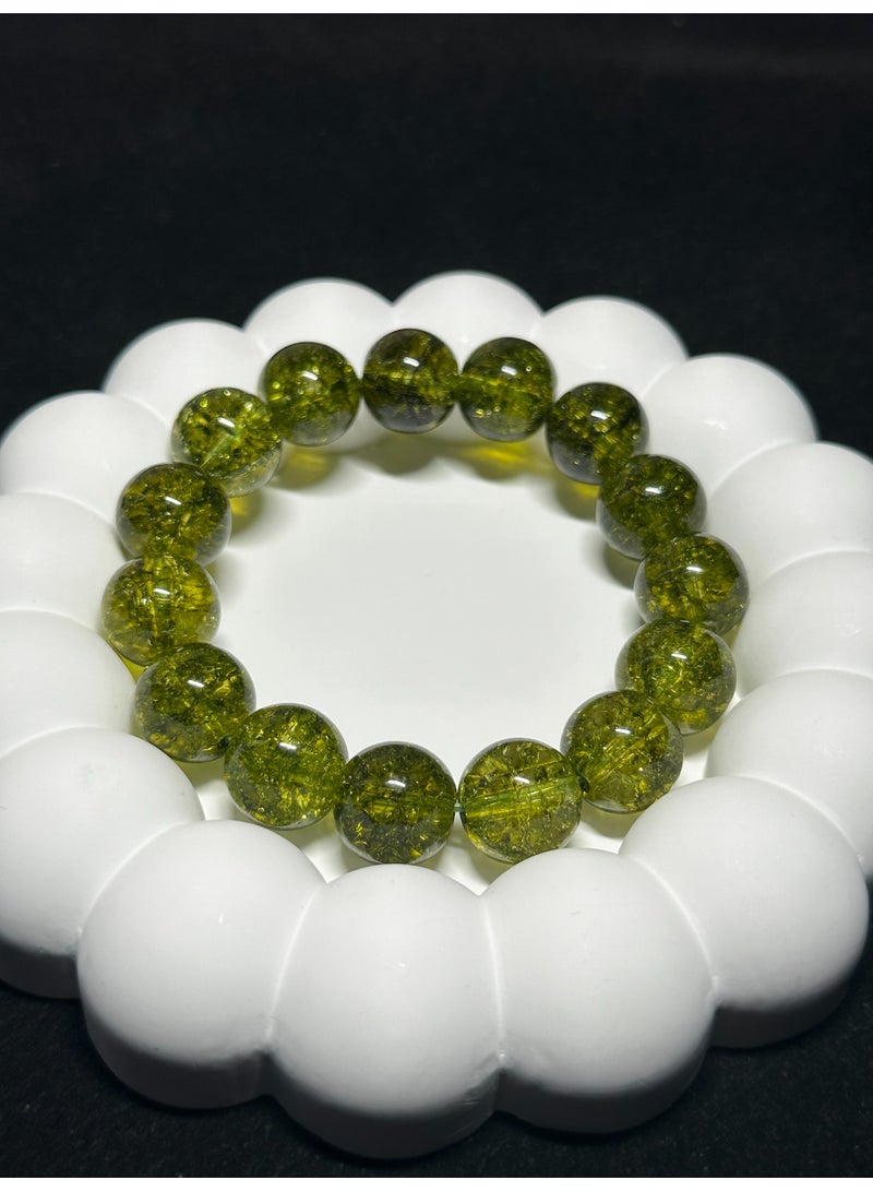 Transparent Green & Yellow Crystal Bracelet | Vitality & Strength, with Designer’s Handwritten Blessing, Guiding You to Success  - Image 1
