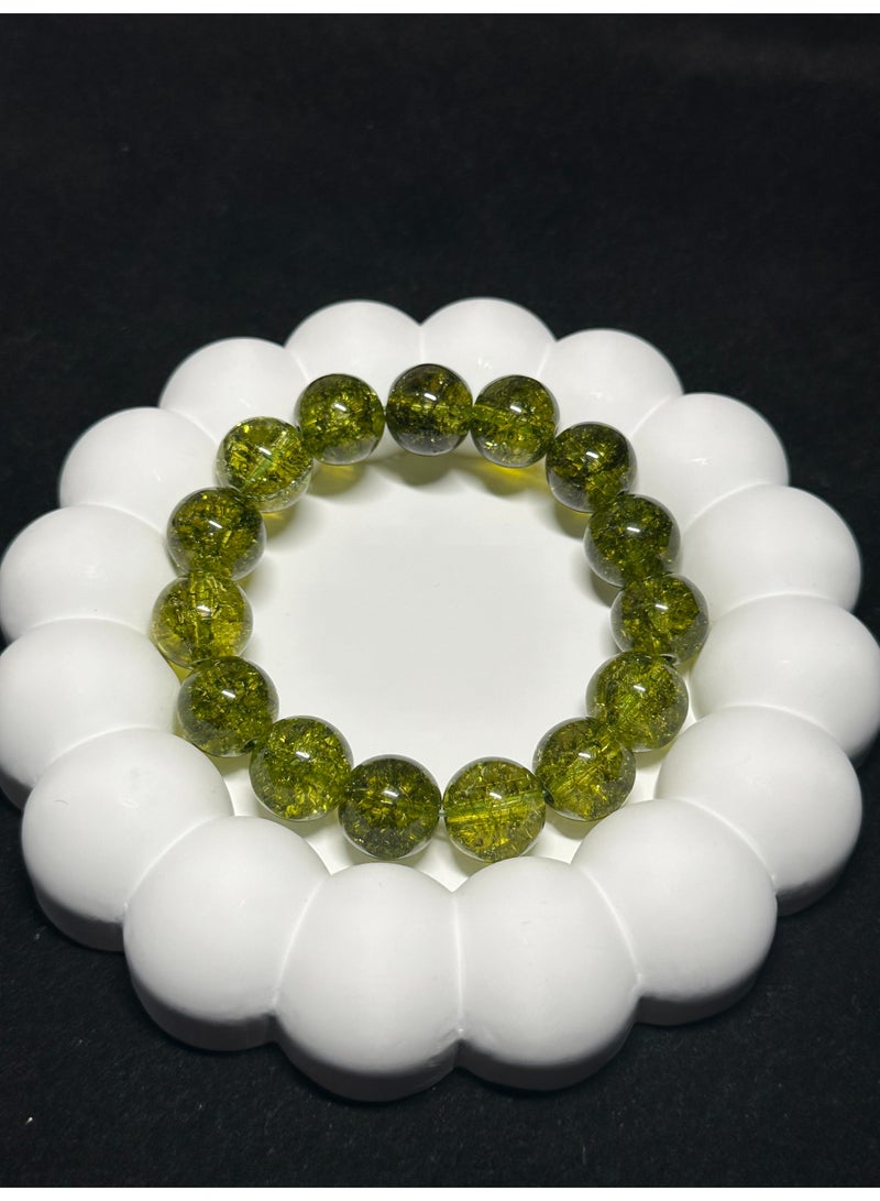 Transparent Green & Yellow Crystal Bracelet | Vitality & Strength, with Designer’s Handwritten Blessing, Guiding You to Success  - Image 3
