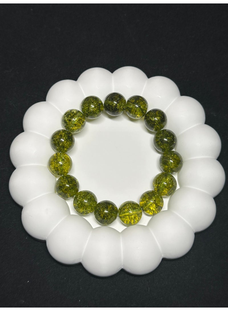 Transparent Green & Yellow Crystal Bracelet | Vitality & Strength, with Designer’s Handwritten Blessing, Guiding You to Success  - Image 4