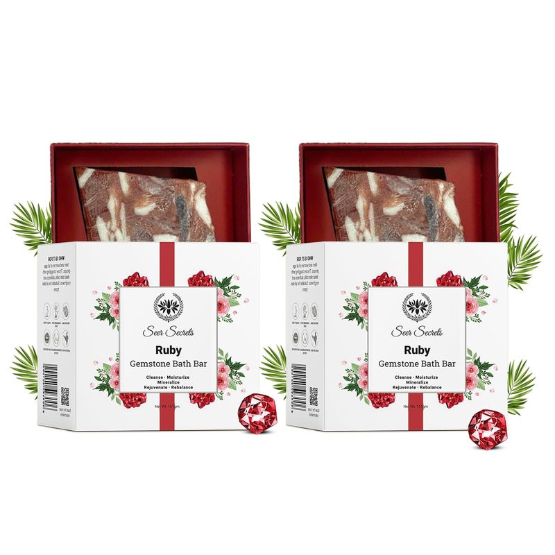 Seer Secrets Luxurious Refreshing Duo Handmade Ruby Gemstone Soap Pack of 2 for Brighten Soft Moisturized Glowing Skin - Image 1