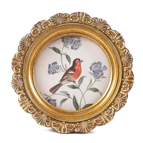 LIHOLO Vintage Picture Frames 3x3 Round Bronze Antique Picture Frames with Glass Front Handcrafted Rustic Home Decor for Wall Mount and Tabletop Gallery Wall Art - Image 1