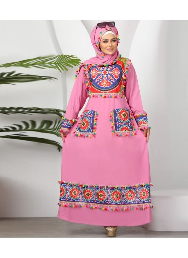 FULL JOY - Praying Dress Made of Anti-Shrink Treated Cotton With a Separate Large Veil ,Pink - Image 1