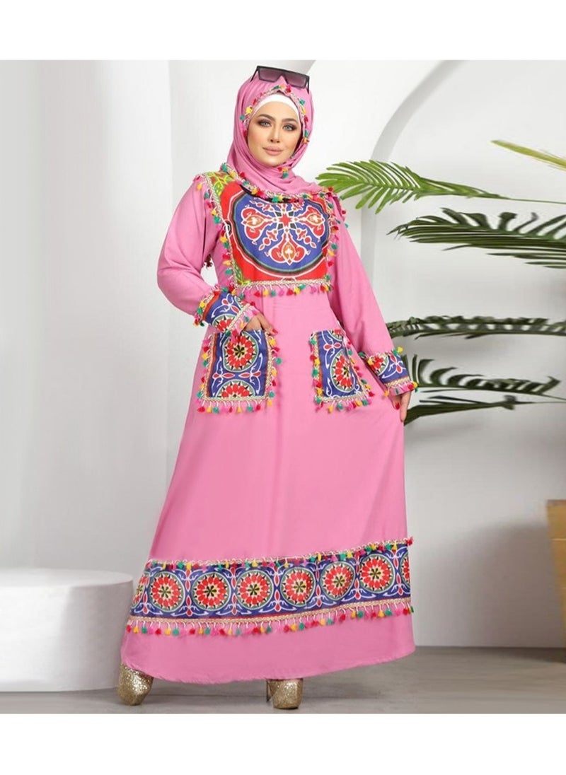 FULL JOY - Praying Dress Made of Anti-Shrink Treated Cotton With a Separate Large Veil ,Pink - Image 1