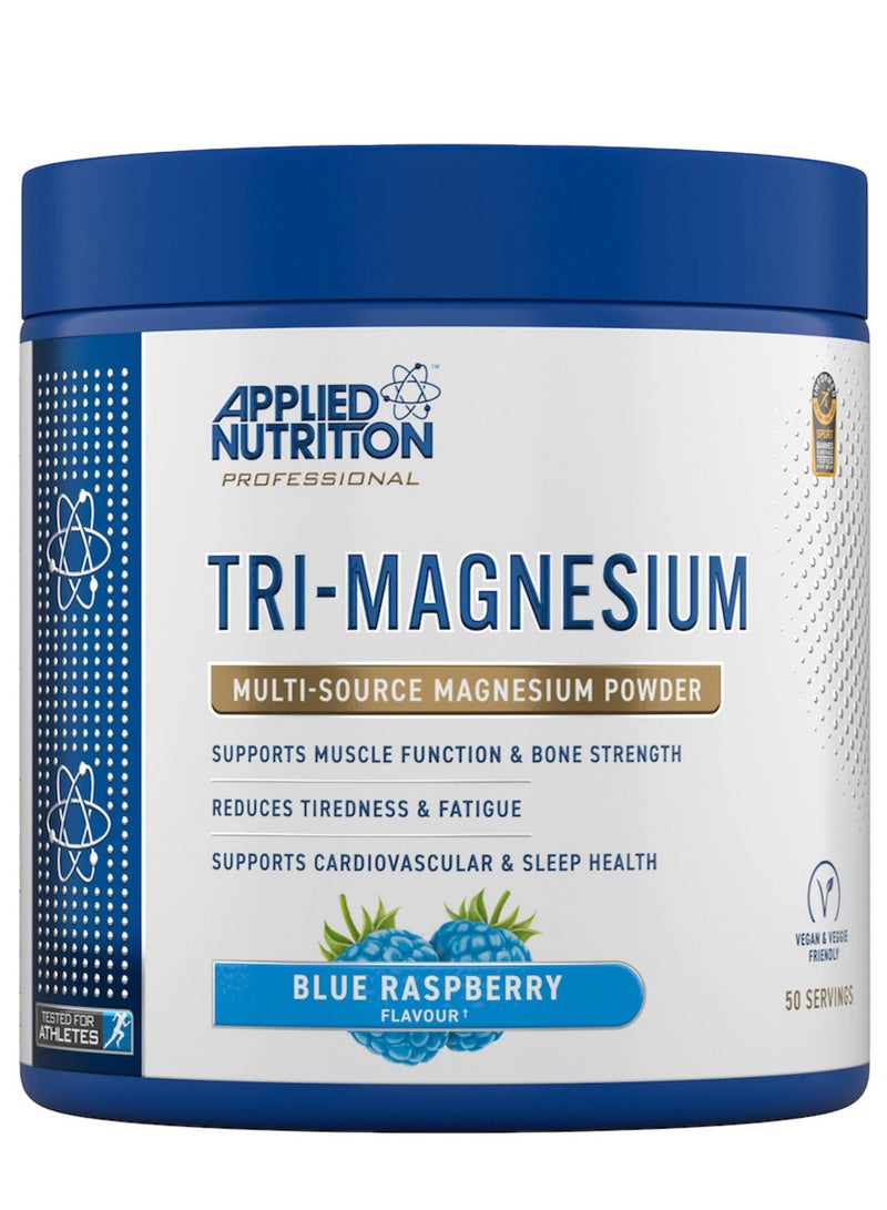 Applied Nutrition Tri-Magnesium Powder 200g – Blue Raspberry Flavor – Supports Muscle Function, Bone Strength & Better Sleep - Image 1