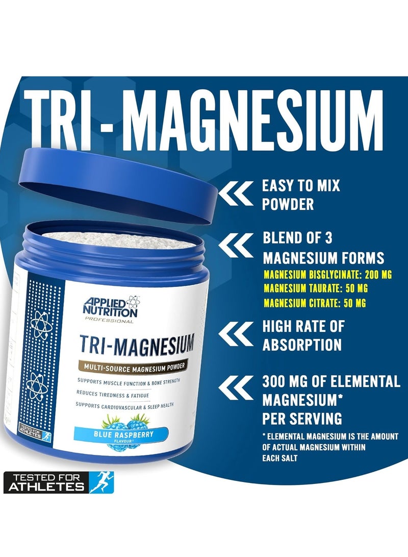 Applied Nutrition Tri-Magnesium Powder 200g – Blue Raspberry Flavor – Supports Muscle Function, Bone Strength & Better Sleep - Image 2