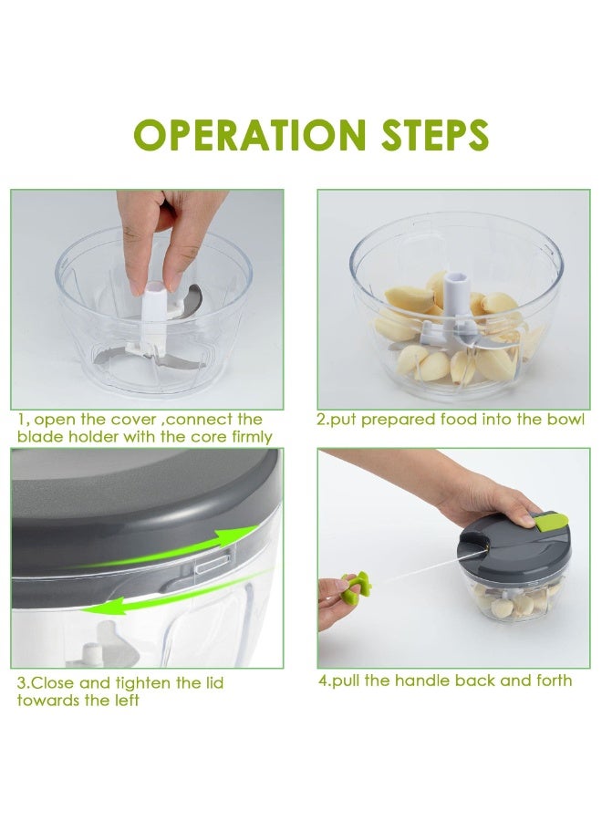 Multi-Function Manual Food Chopper & Processors with Handle and Cover,Vegetable Chopper Shredder,Garlic Press,Suitable for Onions Garlic Peppers Carrots Gingers Fruits,Ideal Gift for Kitchen(Green) - Image 5