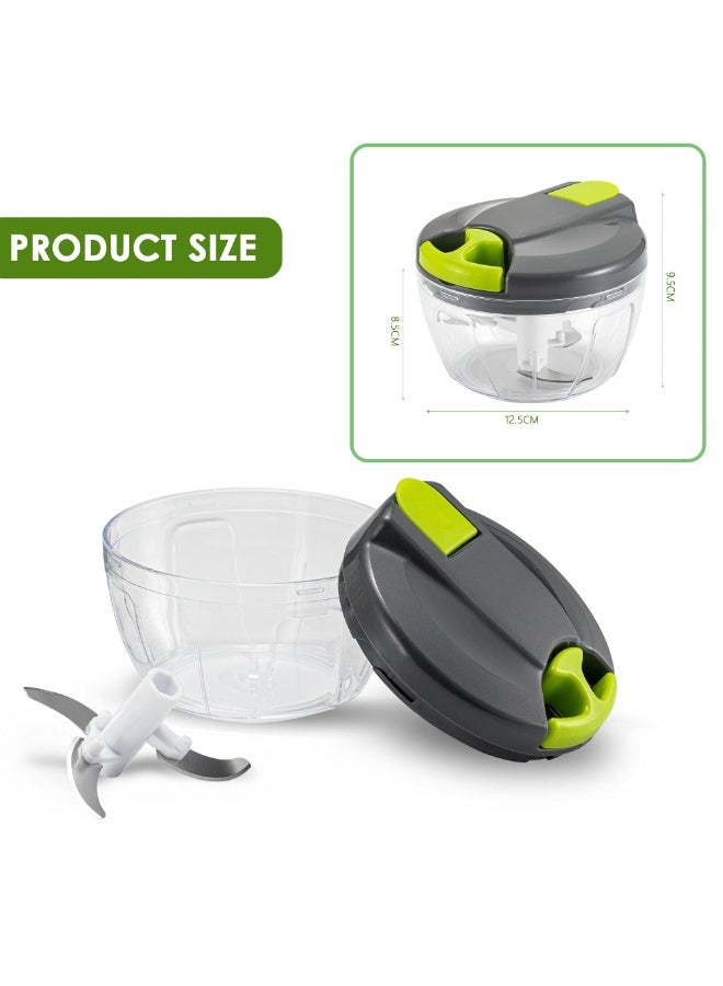Multi-Function Manual Food Chopper & Processors with Handle and Cover,Vegetable Chopper Shredder,Garlic Press,Suitable for Onions Garlic Peppers Carrots Gingers Fruits,Ideal Gift for Kitchen(Green) - Image 4