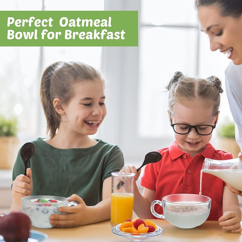 PrimeWorld طقم وعاء زجاجي شفاف من 4 قطع مع غطاء ومقبض، وعاء شوربة آمن للاستخدام في الميكروويف لخلط المعكرونة والشوربة والحبوب والفواكه، 200 ملليلتر - Image 3